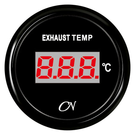 CN Abgastemperatur-Anzeige digital 57mm 12/24V 200-800°C - Schwarz Weiß Chrom schwarz