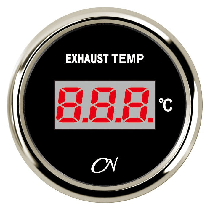 CN Abgastemperatur-Anzeige digital 57mm 12/24V 200-800°C - Schwarz Weiß Chrom schwarz chrom