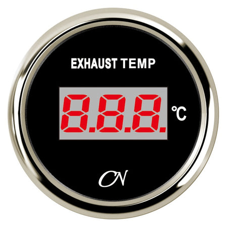 CN Abgastemperatur-Anzeige digital 57mm 12/24V 200-800°C - Schwarz Weiß Chrom schwarz chrom