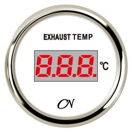CN Abgastemperatur-Anzeige digital 57mm 12/24V 200-800°C - Schwarz Weiß Chrom weiß