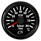 CN Abgastemperatur-Anzeige analog 57mm 12/24V 200-800°C - Schwarz Weiß Chrom schwarz