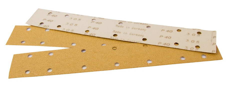 Schleifstreifen 420x70mm Klett 2x7-Loch – P40-P240 – 50-100 Stück