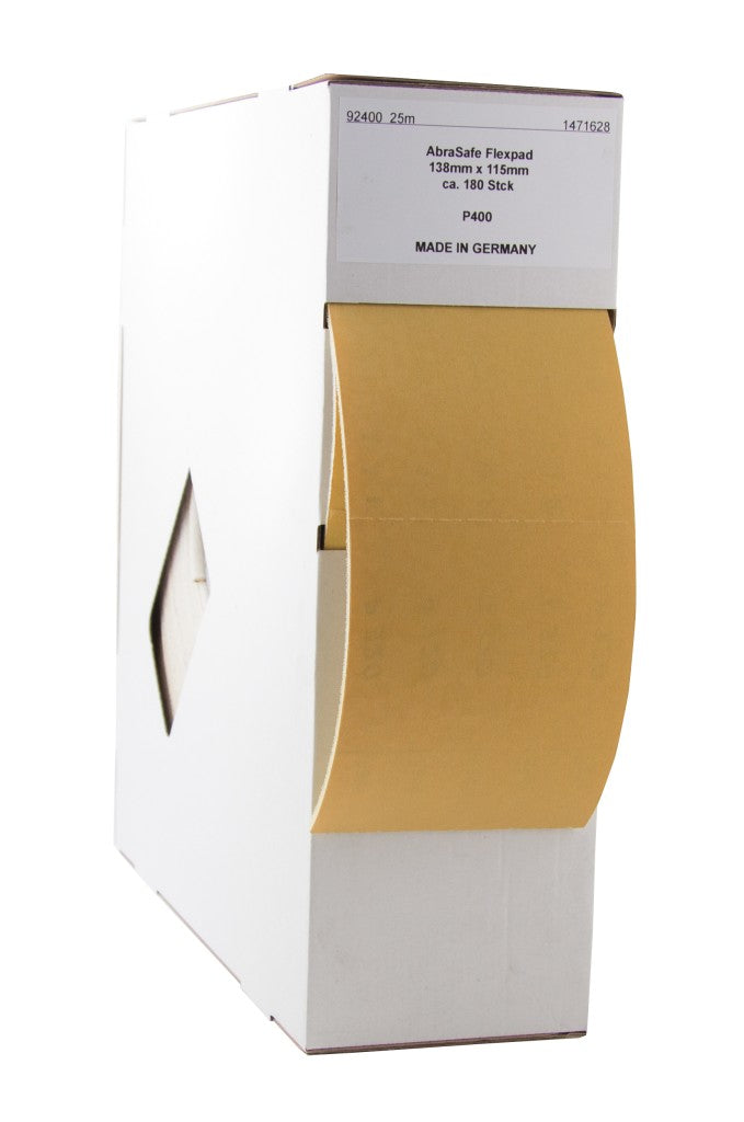Flexpad Rolle 25m – 130x115mm – P180-P400 – ca. 180 Pads – Abreißbox
