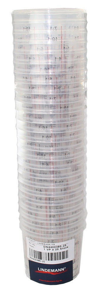 Mischbecher transparent mit Skalen – 385ml bis 2300ml – für 2K-Lacke