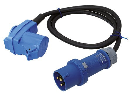 CEE Adapterkabel 230V 3-polig 1,5m - CEE Stecker + Winkelkupplung + Schuko IP44 TWIST
