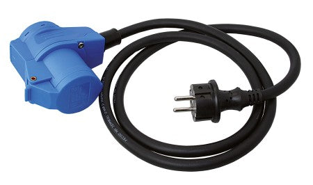 CEE Adapterkabel 230V 3-polig Winkelkupplung + Schuko 1,5m - Kombiverteiler IP44
