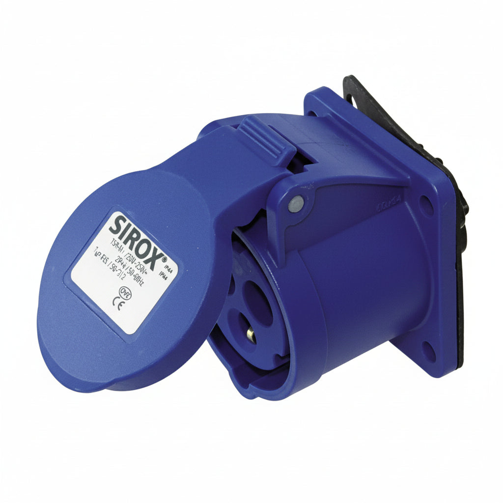 CEE Aufbau-Kupplung mit Klappe 230V 16A 3-polig IP44 Aufputz CEE-Anbaudose gerade