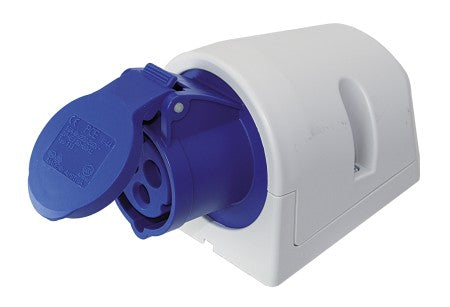 CEE Aufbau-Kupplung mit Klappe 230V 16A 3-polig - IP44 Spritzwassergeschützt CEE-Aufbaubuchse