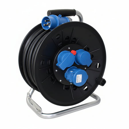 CEE Kabeltrommel 230V 16A 25m H07RN-F CEE 2x Schuko IP44 Thermoschutz