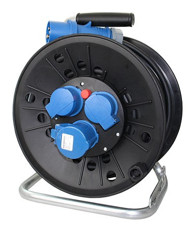 CEE Kabeltrommel 230V 3-polig 25m - Mit CEE + 2 Schuko IP44 Thermoschutz