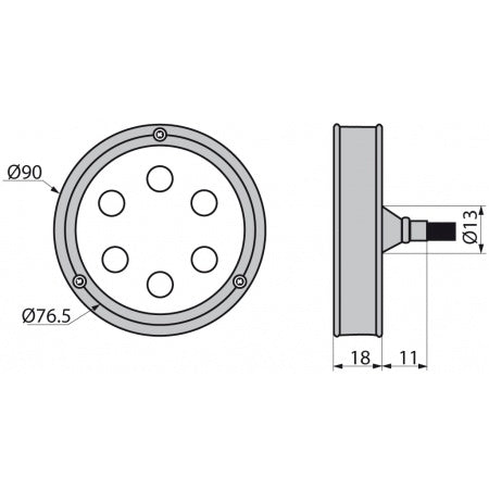 MERLIN LED-Unterwasserlicht GFK/A4 12/24V 14W - Hochleistungs-LED Weiß/Blau