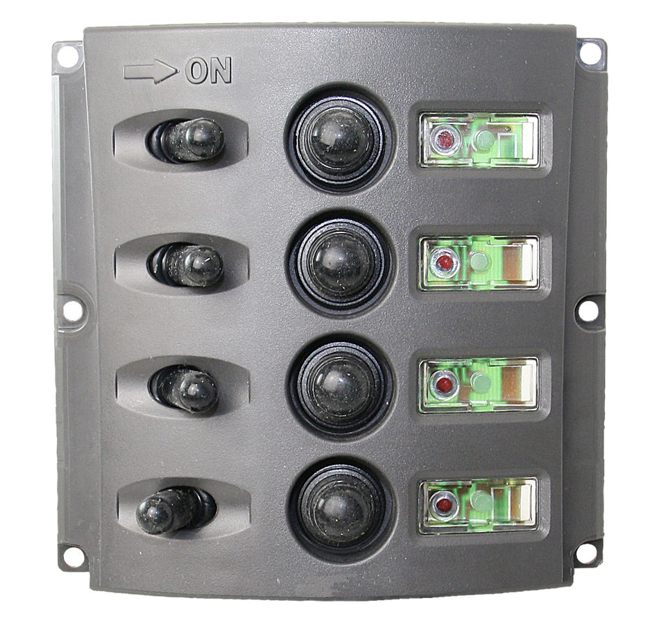 Schaltpaneel 4-fach mit Sicherungsautomaten - 37A Nylon vertikal