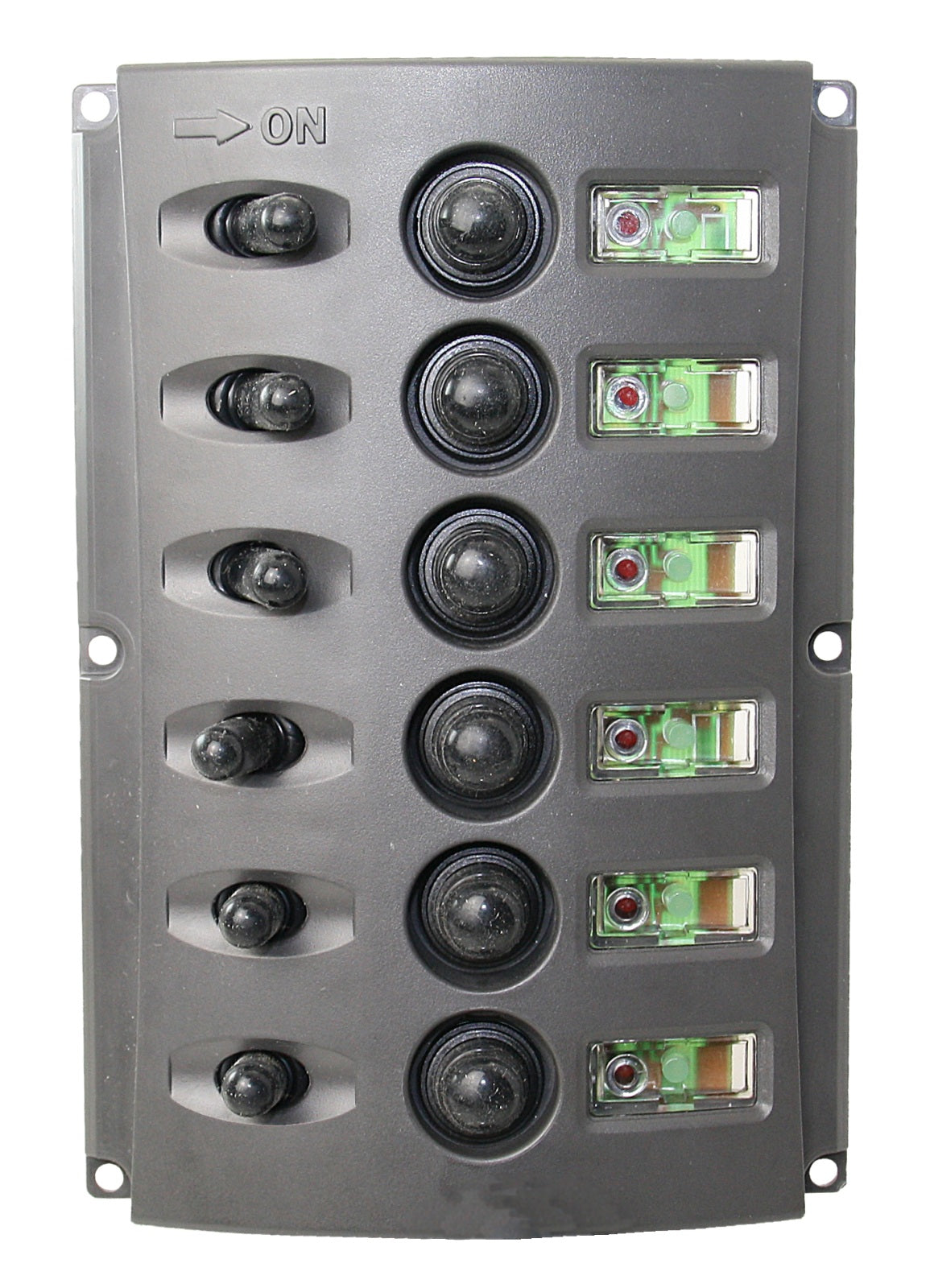 Schaltpaneel 6-fach mit Sicherungsautomaten - 37A Nylon vertikal