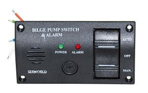 Bilgealarmtafel 12/24V mit Schalter Auto/Aus/Manuell - Spritzwassergeschützt