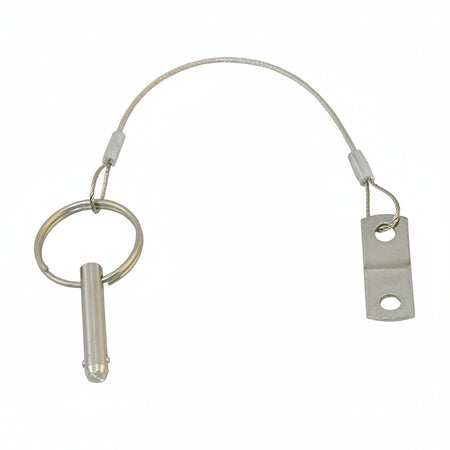 Kugelsperrbolzen mit 15 cm Sicherungsseil - Edelstahl 1.4401 V4A mit Befestigungsplatte