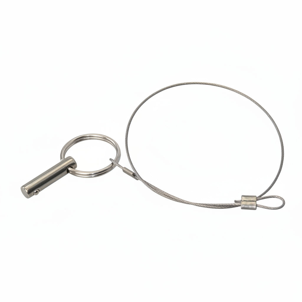 Kugelsperrbolzen mit 15 cm Sicherungsseil - Edelstahl 1.4401 V4A ohne Befestigungsplatte