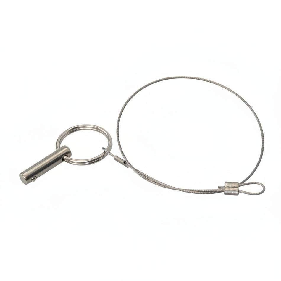Kugelsperrbolzen mit 15 cm Sicherungsseil - Edelstahl 1.4401 V4A ohne Befestigungsplatte