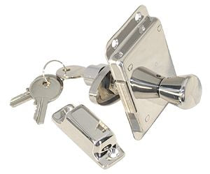 Aufbau-Türschloss Edelstahl mit Drehknauf und Zylinder - Boot