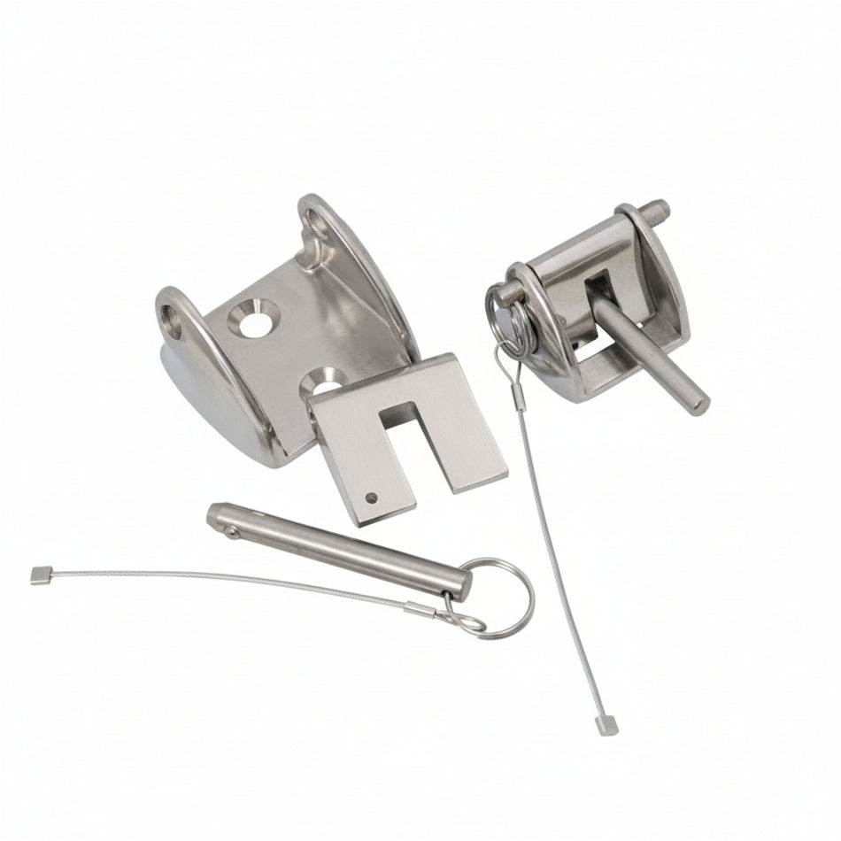 Ankerhalter Kettensicherung EK16934M aus Edelstahlguss 1.4401 – Set mit Sicherungsstift und Ankerkette, Basis 60 x 67 mm, für Ketten-Ø 5–6 mm
