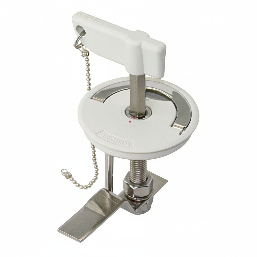 Bodenheber-Drehverschluss Nylon/GFK 80mm - Schottriegel mit klappbarem Griff Sechskant