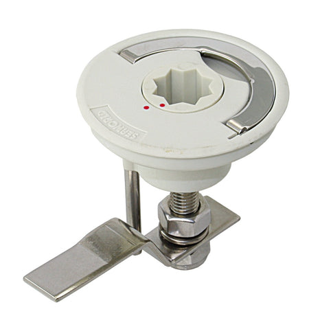 Bodenheber-Drehverschluss Nylon/GFK 80mm - Schottriegel mit klappbarem Griff Winschkurbel