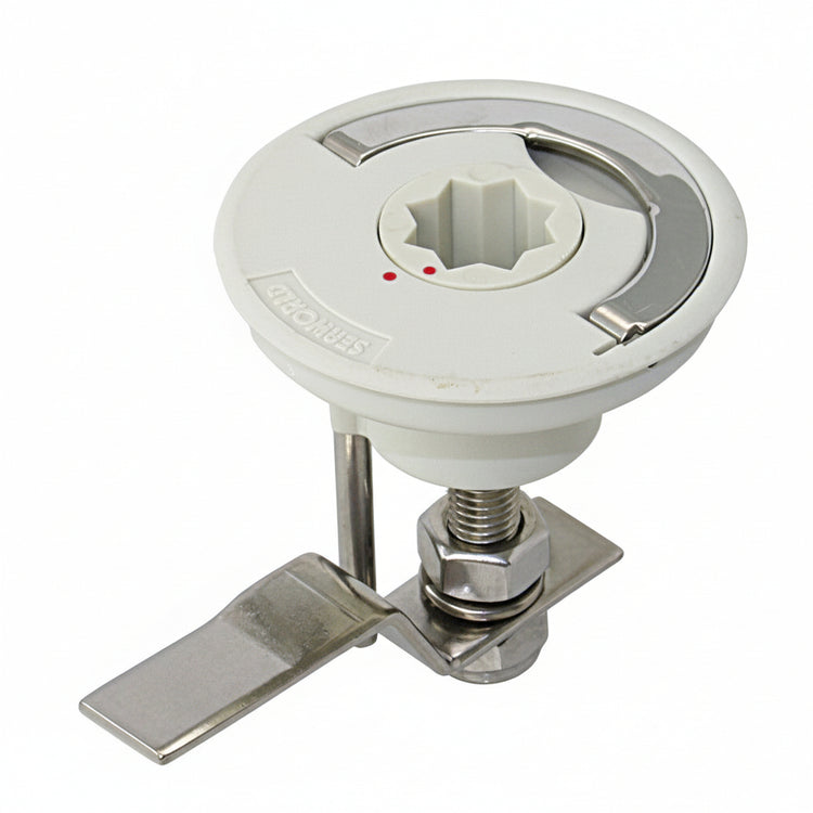 Bodenheber-Drehverschluss Nylon/GFK 80mm - Schottriegel mit klappbarem Griff Winschkurbel