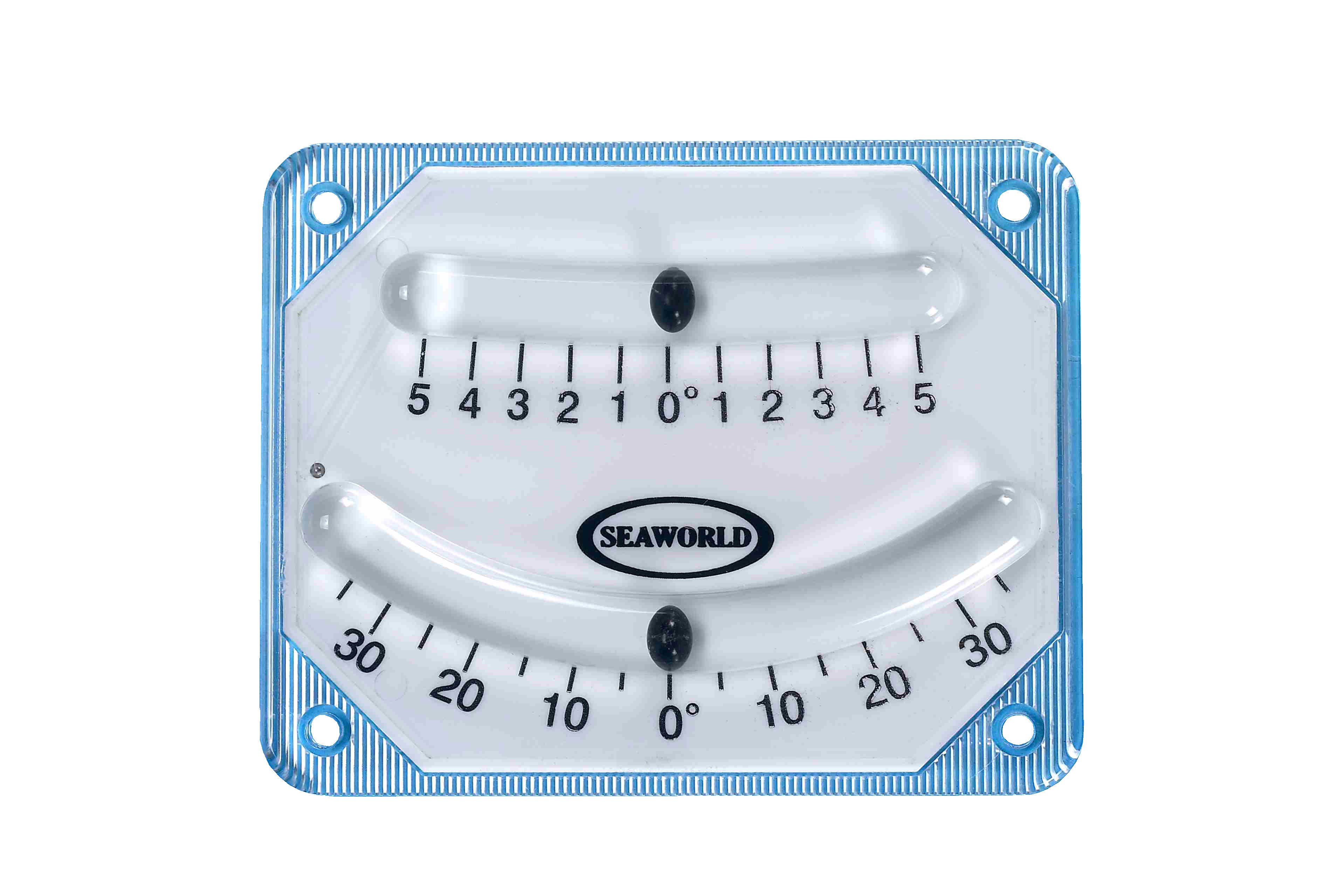 Krängungsmesser 100x80mm transparent - Feinanzeige bis 5° und Normalanzeige bis 35°