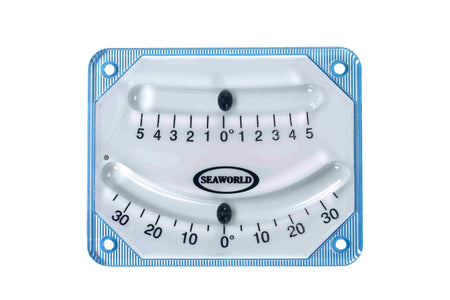 Krängungsmesser 100x80mm transparent - Feinanzeige bis 5° und Normalanzeige bis 35°