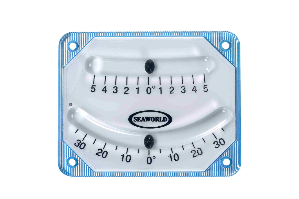 Krängungsmesser 100x80mm transparent - Feinanzeige bis 5° und Normalanzeige bis 35°