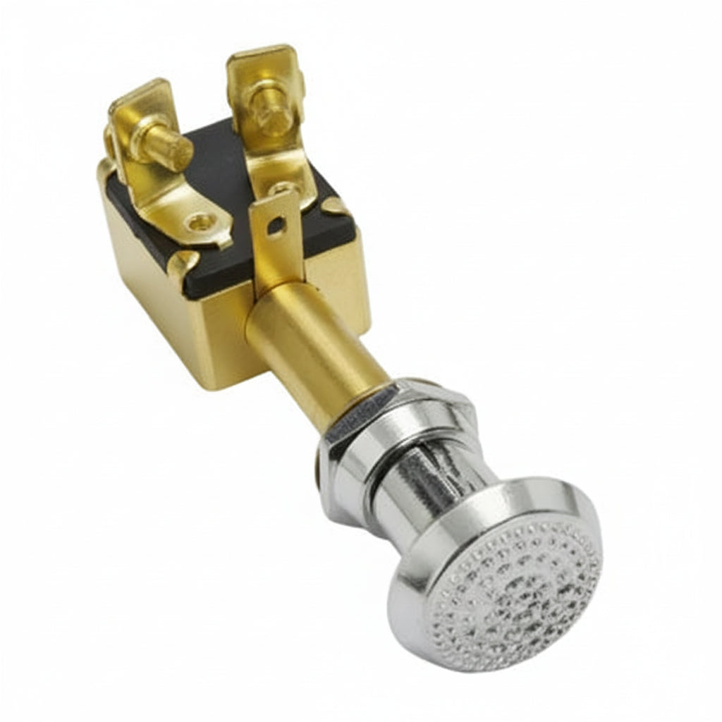 Zugschalter Messing verchromt 12V 20A 3-polig Aus/An/An