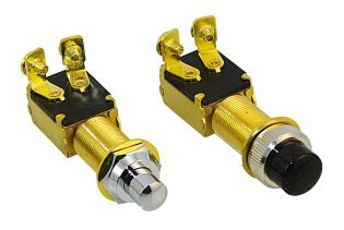 Druckschalter/Hupenknopf Messing verchromt 12V 20A - wasserfest/wasserdicht