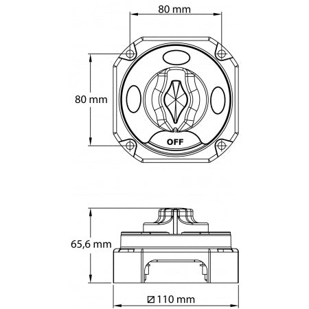 Batteriewahlschalter 12/24V 230A - Rot/Grau - Hochleistungs-Umschalter für Bootselektrik