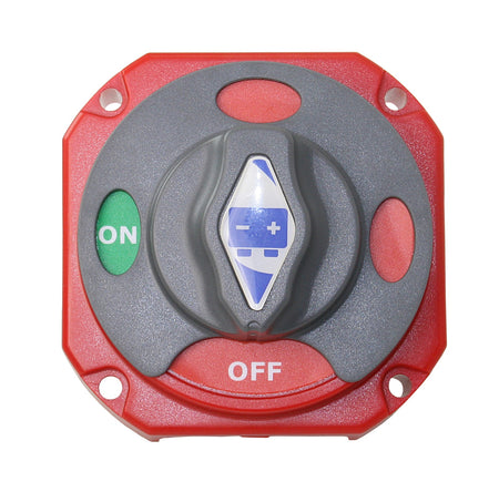 Batteriewahlschalter 12/24V 230A - Rot/Grau - Hochleistungs-Umschalter für Bootselektrik für eine Batterie