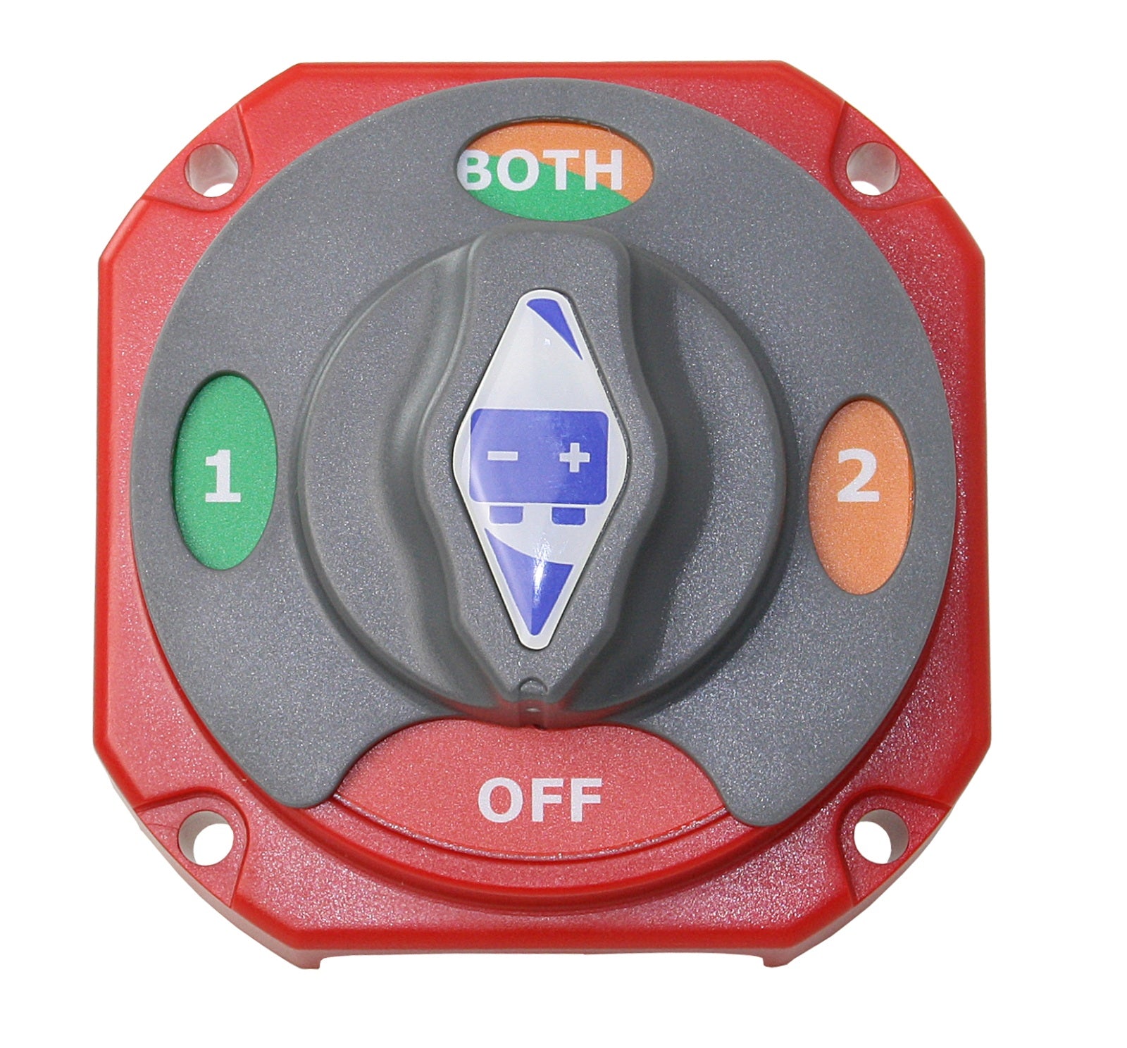 Batteriewahlschalter 12/24V 230A - Rot/Grau - Hochleistungs-Umschalter für Bootselektrik fü zwei Batterien
