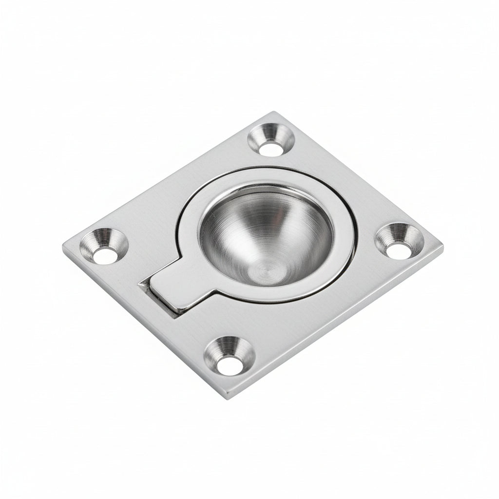 Bodenheber-Einlassgriff rechteckig - Messing & Edelstahl A4 - 44-64mm