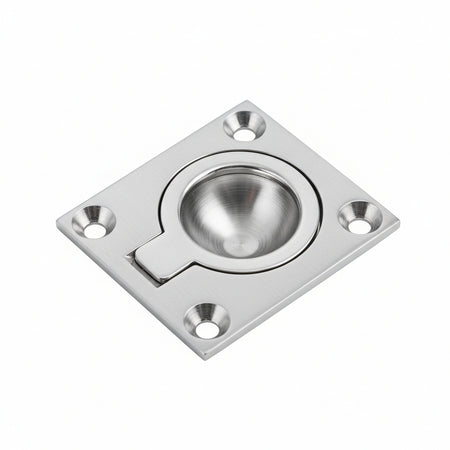 Bodenheber-Einlassgriff rechteckig - Messing & Edelstahl A4 - 44-64mm