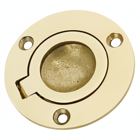 Bodenheber-Einlassgriff rund Messing poliert Ø 60mm - klassisch