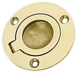 Bodenheber-Einlassgriff rund Messing poliert Ø 60mm - flächenbündig klassisch