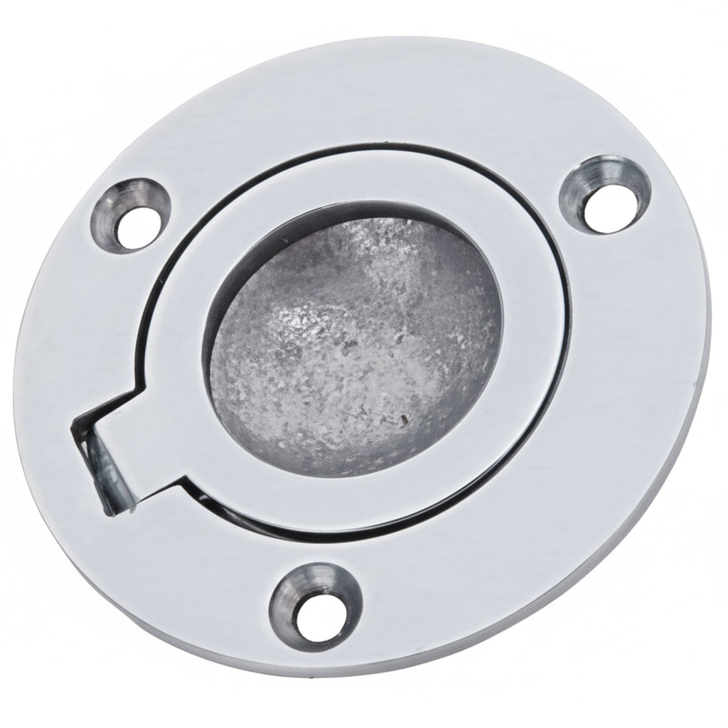 Bodenheber-Einlassgriff rund Messing verchromt Ø 50-60mm - klassisch