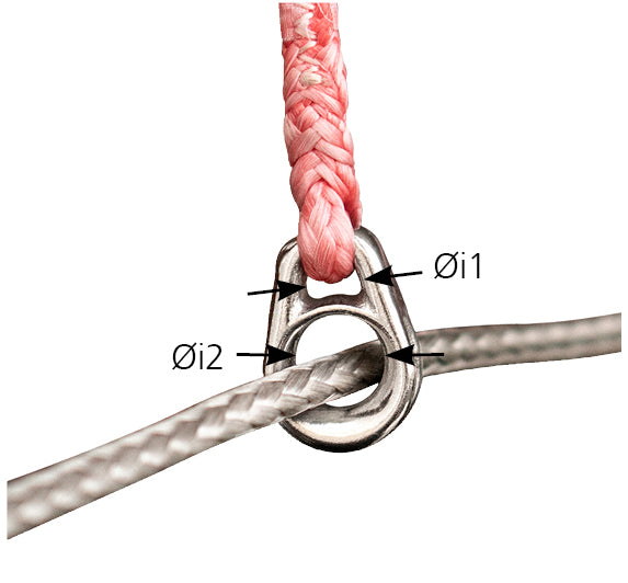 Umlenkrolle für Rollfock aus Edelstahl A4 AISI316 zum Anspleißen, geeignet für Leinen bis 5mm Durchmesser