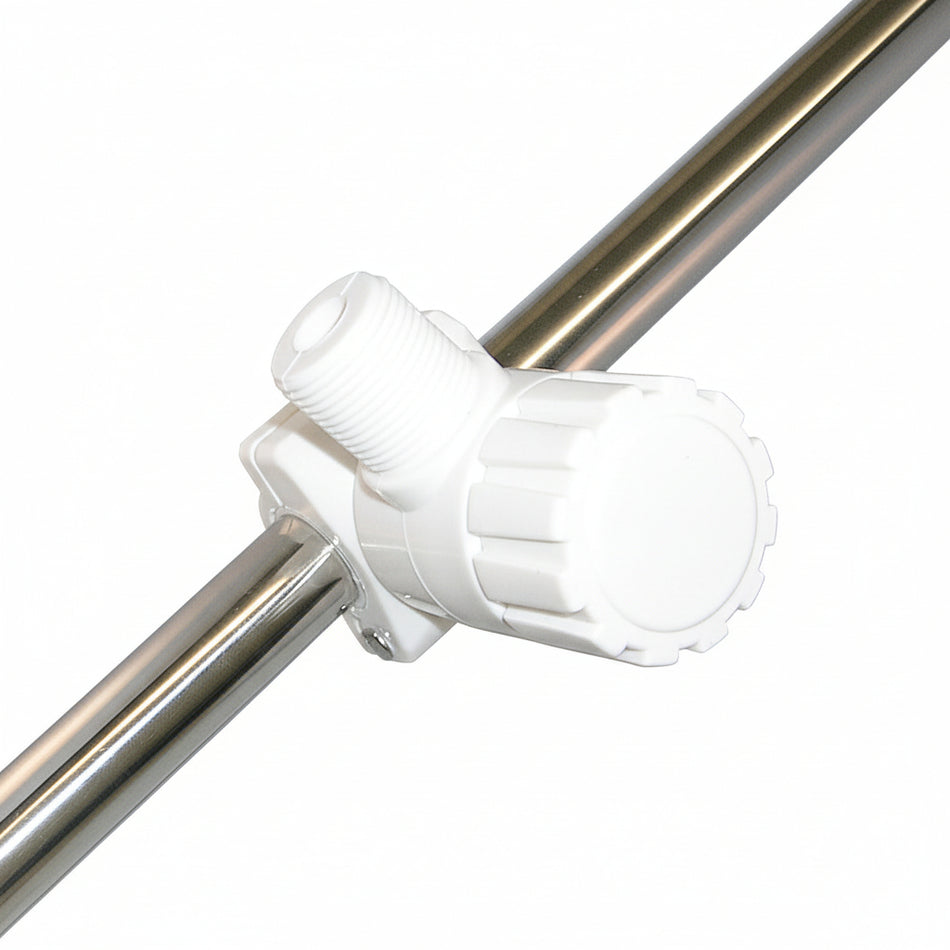 Antennenbasen zur Relingsmontage 1" Gewinde - Edelstahl und Nylon - 22-25mm Ø Nylon mit Handrad