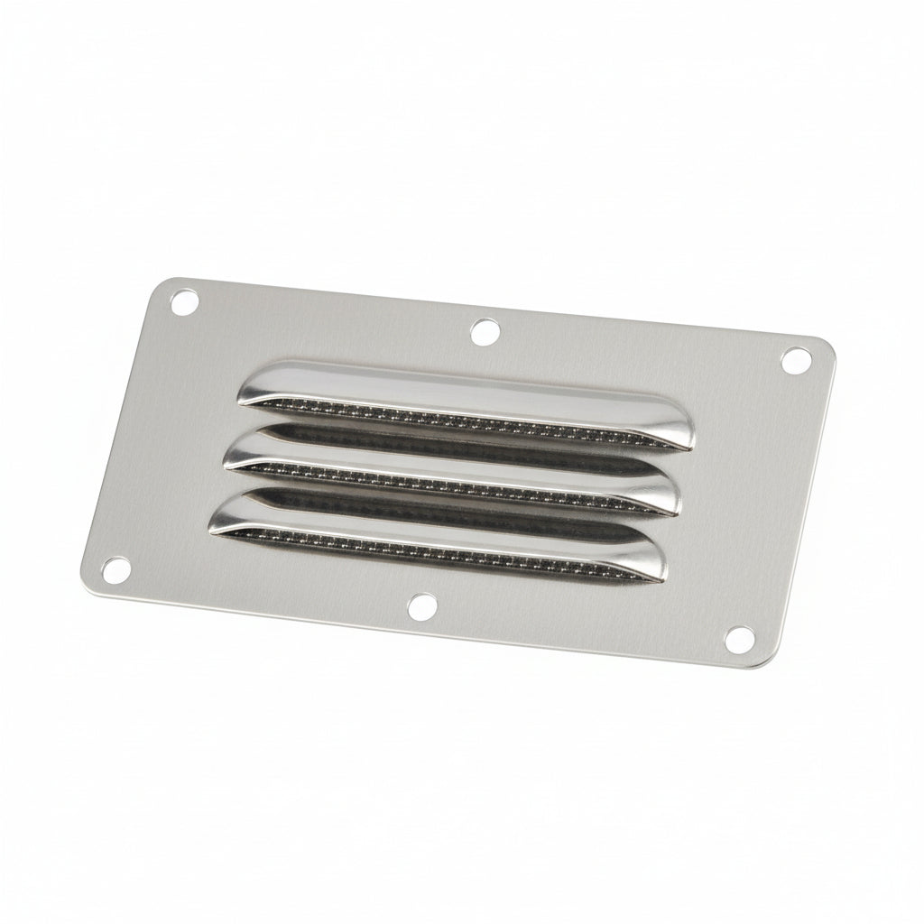 Kiemenblech rechteckig Edelstahl A2 mit Fliegengitter 128-340mm 7 Größen