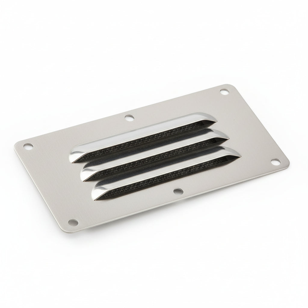 Kiemenblech Edelstahl A2 ohne Fliegengitter - Maritime Belüftung 128 x 66 mm