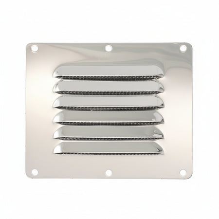 Kiemenblech rechteckig Edelstahl A2 mit Fliegengitter 128-340mm 7 Größen 128 x 116 mm