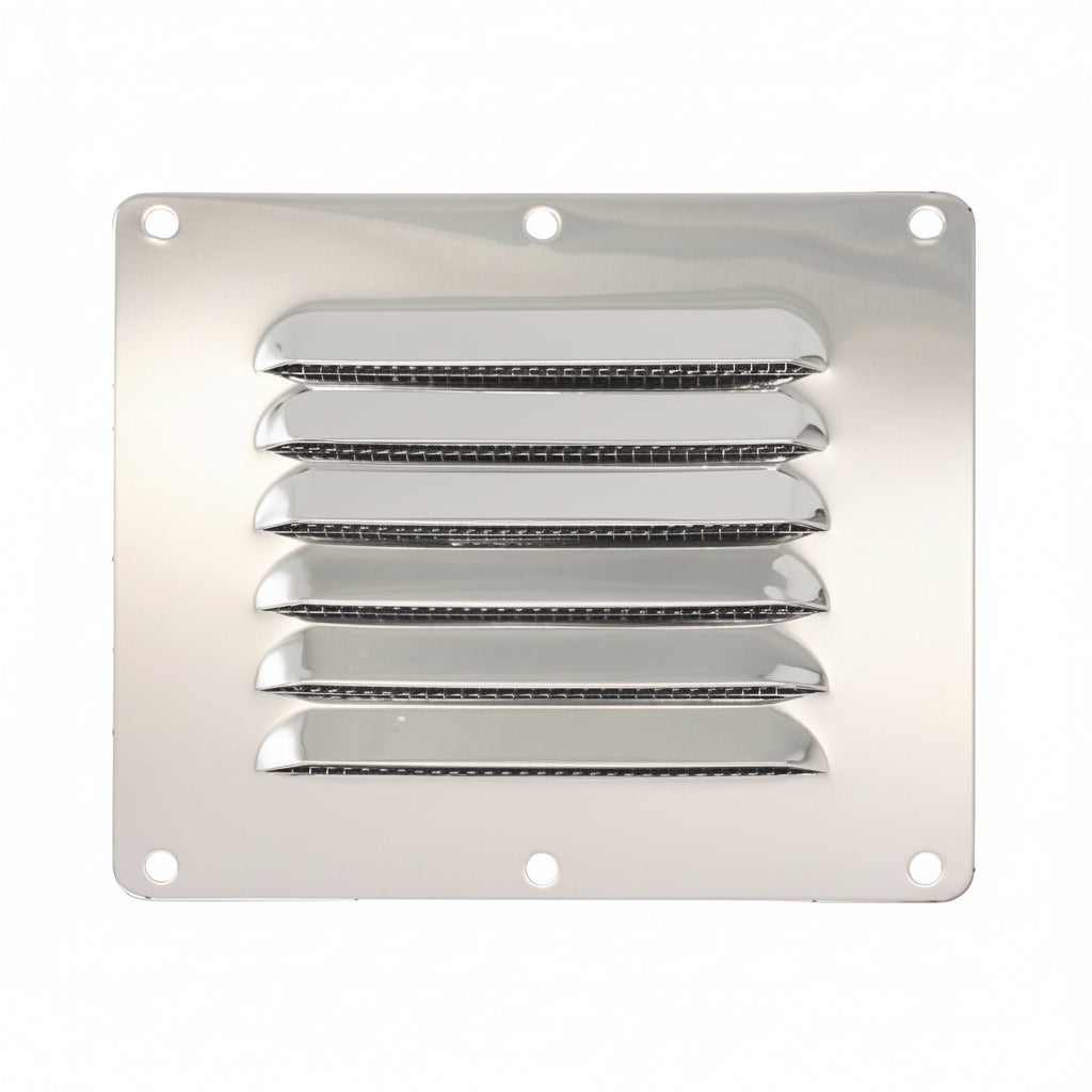 Kiemenblech Edelstahl A2 ohne Fliegengitter - Maritime Belüftung 128 x 116 mm