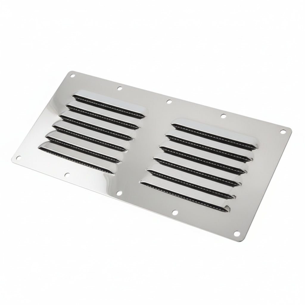Kiemenblech Edelstahl A2 ohne Fliegengitter - Maritime Belüftung 232 x 116 mm