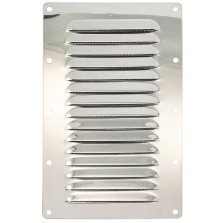 Kiemenblech rechteckig Edelstahl A2 mit Fliegengitter 128-340mm 7 Größen 127 x 232 mm