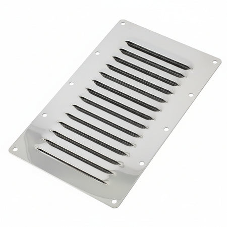 Kiemenblech rechteckig Edelstahl A2 mit Fliegengitter 128-340mm 7 Größen