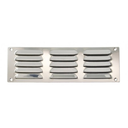 Kiemenblech rechteckig Edelstahl A2 mit Fliegengitter 128-340mm 7 Größen 229 x 76 mm