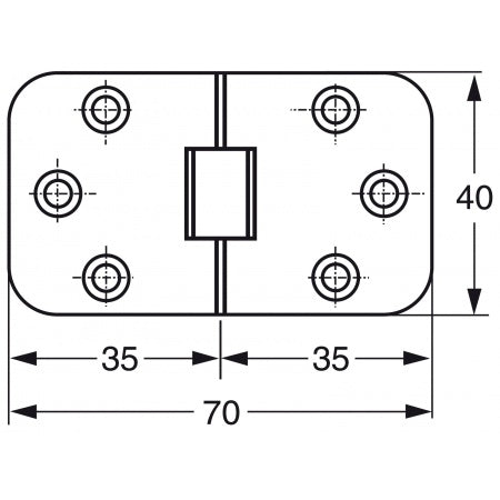 Tischplattenscharnier AISI304 70x40mm - Edelstahl 1.4301 gebürstet